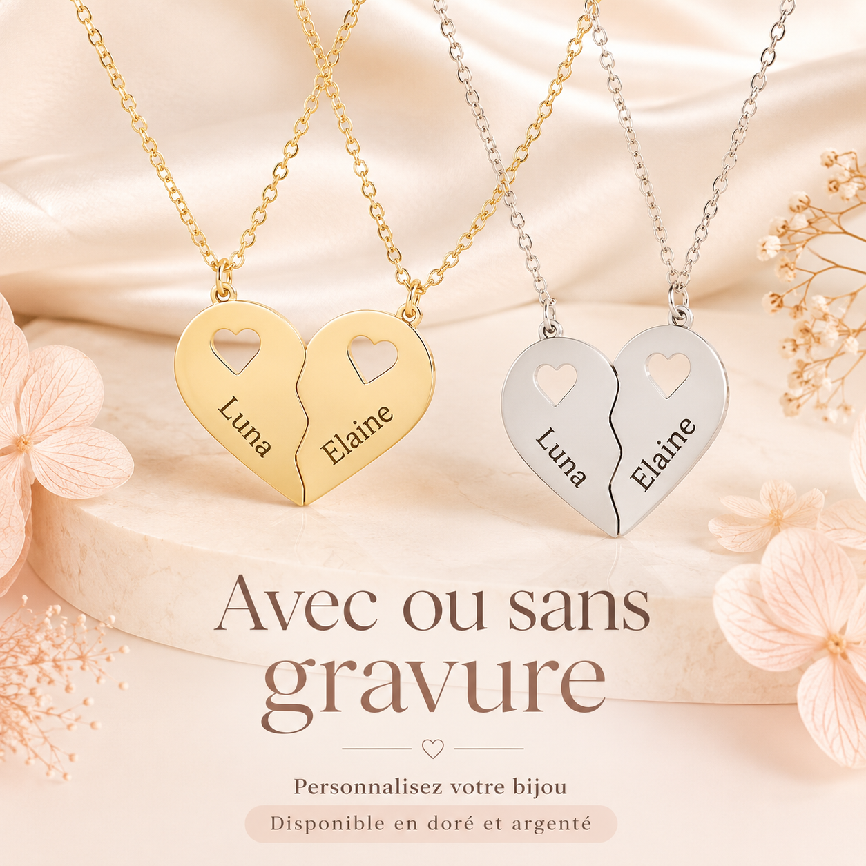 Collier personalisé spécial couple, meilleurs amis