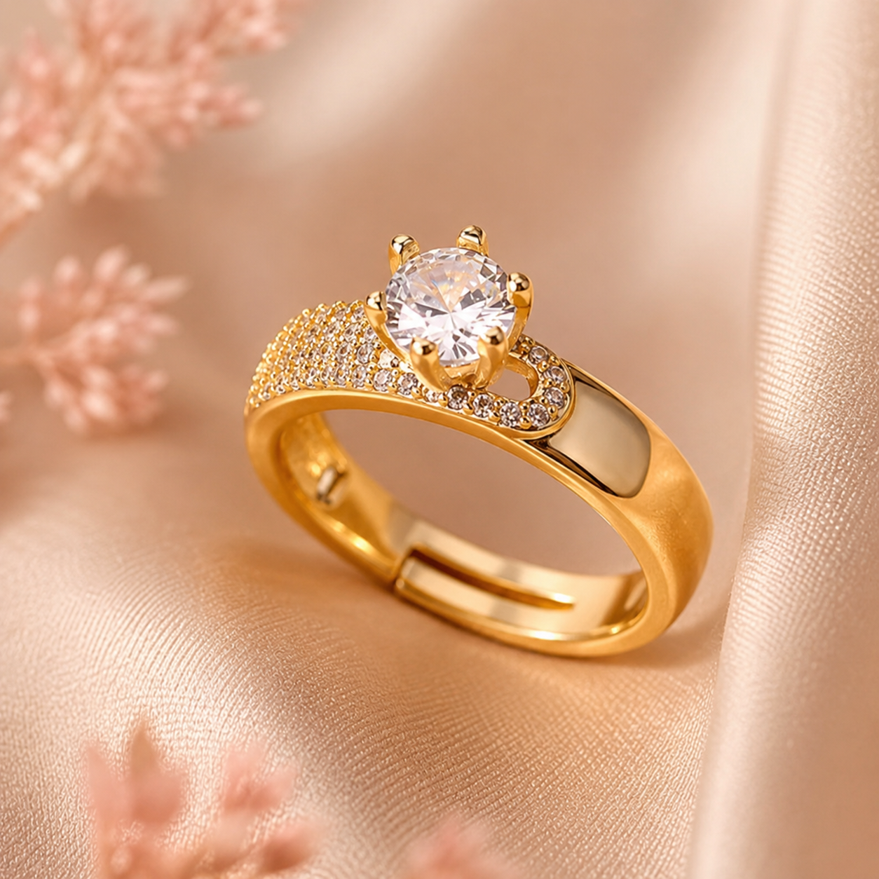 Bague chic femme or acier inoxydable taille réglable